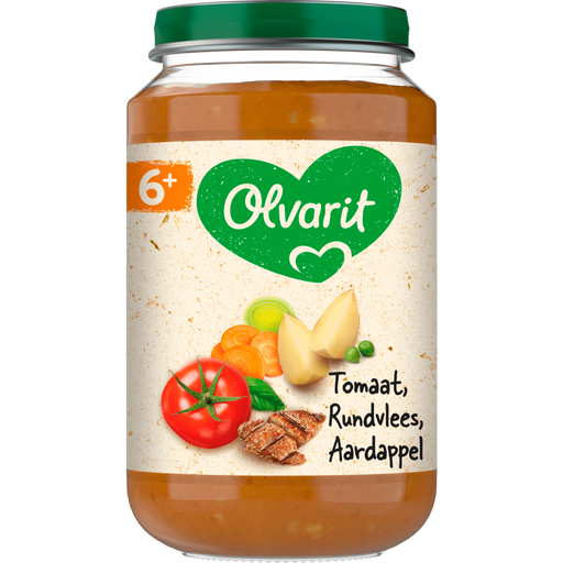 Olvarit Tomaat Rundvlees Aardappel Wortel 6+ maanden 200 gram