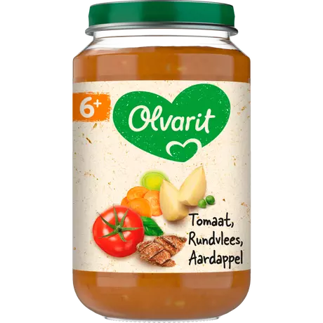 Olvarit Tomaat Rundvlees Aardappel Wortel 6+ maanden 200 gram