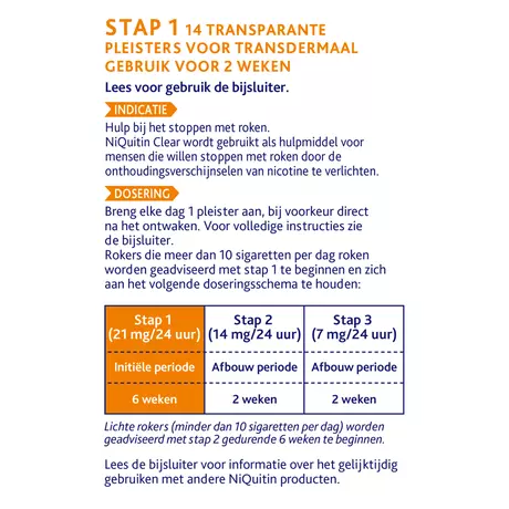 NiQuitin Clear 21 MG Transparante Nicotinepleisters Stap 1 14 stuks