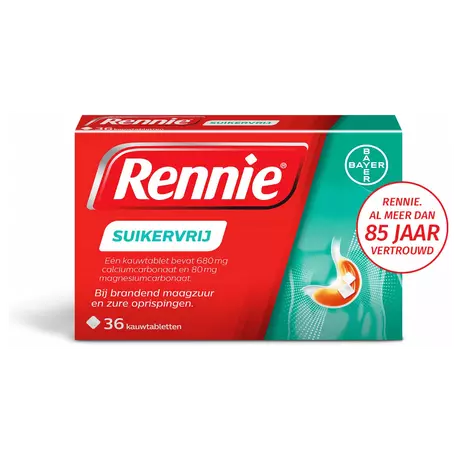 Rennie Suikervrij Kauwtabletten Bij Brandend Maagzuur 36 stuks