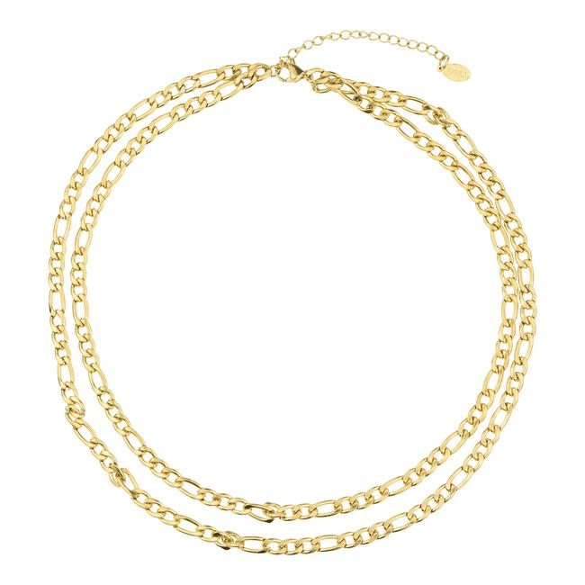 BiSjU Jewellery Ketting met Rond Open Slot en Parel Gold Plated - SS
