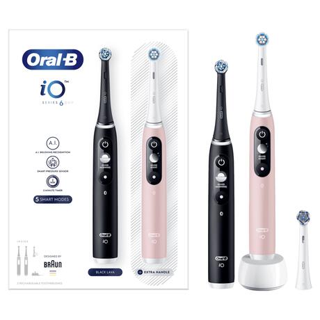 Oral-B iO 6 Duo Zwart & Roze 2 Elektrische Tandenborstels