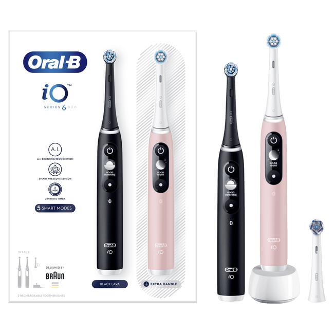 Oral-B iO 6 Duo Zwart & Roze 2 Elektrische Tandenborstels