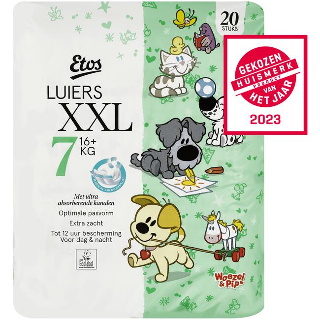 Etos Woezel & Pip Luiers XXL Maat 7 16+ kg 20 stuks