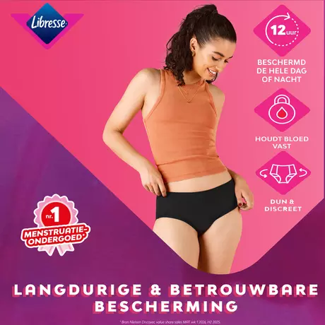 Libresse Intimawear Hipster Menstruatieondergoed Zwart Medium 1 stuk&nbsp;