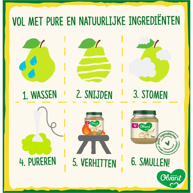 Olvarit Perzik Banaan Kiwi Fruithapje 6+ maanden 200 GR
