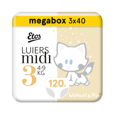 Etos Woezel & Pip Luiers Midi Megabox Maat 3 4-9 kg 120 stuks