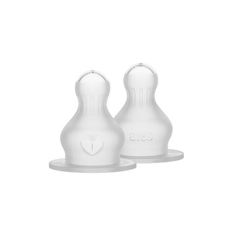 BIBS Baby Bottle Nipple Round Silicone Medium Flow 2 pak
