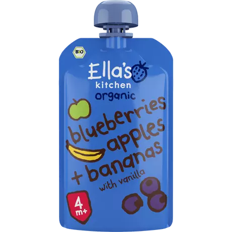 Ella's Kitchen Bio Knijpfruit Blauw Bes Appel Banaan 4+ Maanden 120 gram