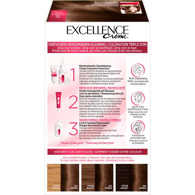 L'Oréal Paris Excellence Crème Verzorgende Crèmekleuring 5 Lichtbruin