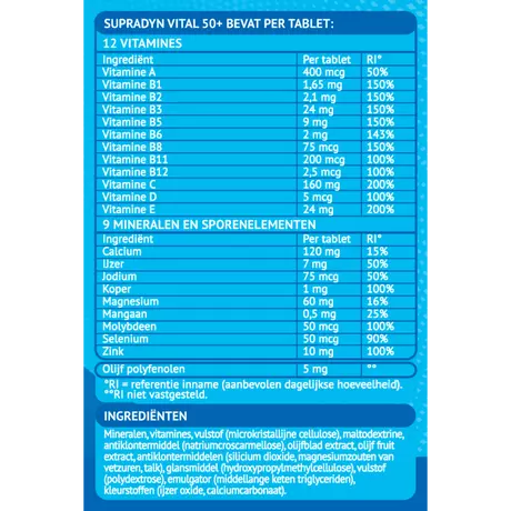 Supradyn Vital 50+ Multivitamines Vijftigplussers Tabletten 25 stuks