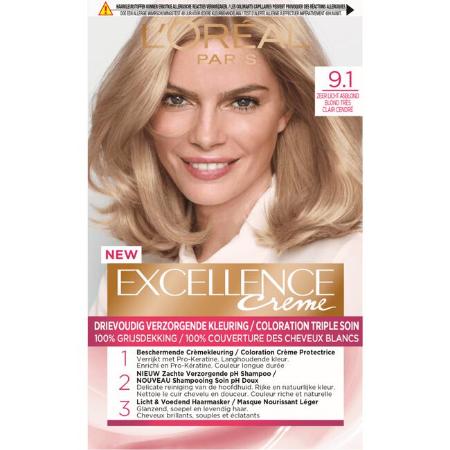 L'Oréal Paris Excellence Creme Permanente Haarverf 9.1 Zeer Licht Asblond