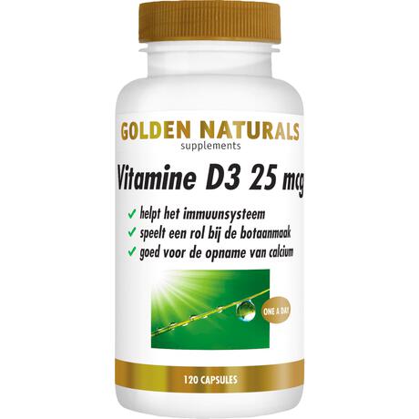 Golden Naturals Vitamine D3 25 mcg Softgel Capsules 120 stuks
