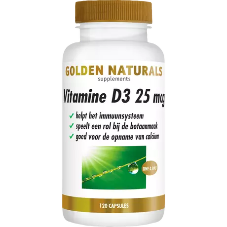 Golden Naturals Vitamine D3 25 MCG Softgel Capsules 120 stuks