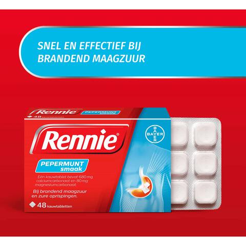 Rennie Pepermunt Kauwtabletten Bij Brandend Maagzuur 48 stuks