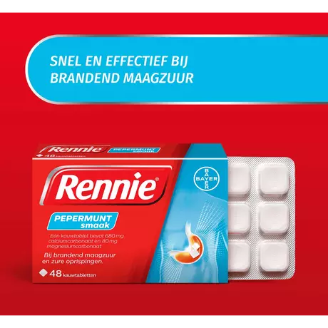 Rennie Pepermunt Kauwtabletten Bij Brandend Maagzuur 48 stuks