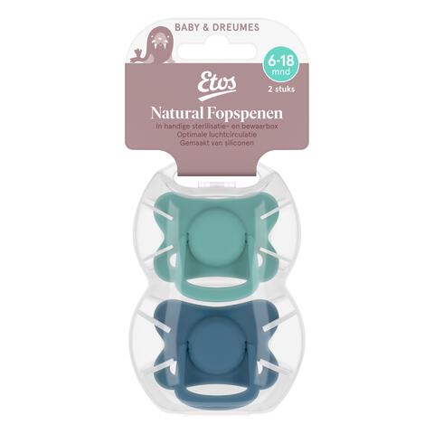 Etos Fopspeen 6-18 Maanden Groen/Blauw 2 stuks