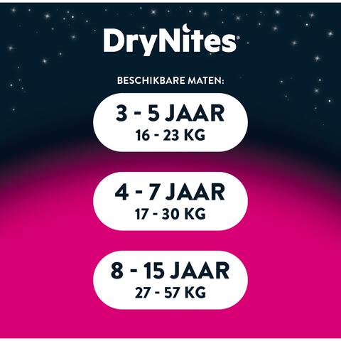 DryNites Vrolijke Luierbroekjes Meisjes 9 tot 13 Jaar (27 - 57 kg) 9 stuks