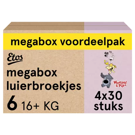 Etos Woezel & Pip Luierbroekjes Extra Large Maat 6 16+ kg Megabox Voordeelpak 120 stuks