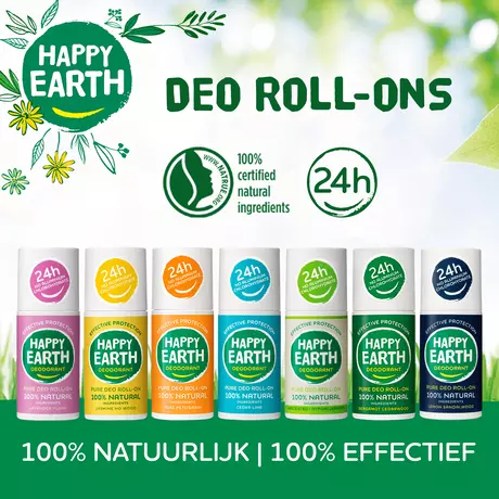 Happy Earth 100% Natuurlijke Rose Petitgrain Deodorant Roller 75 ML