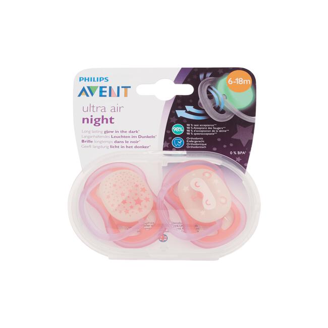 Philips Avent Fopspenen Ultra Air Night Girl 6-18 mnd 2 stuks