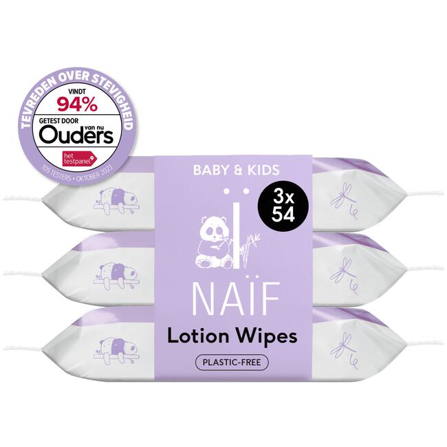 Naïf Plasticvrije Lotion Billendoekjes 3x54 stuks