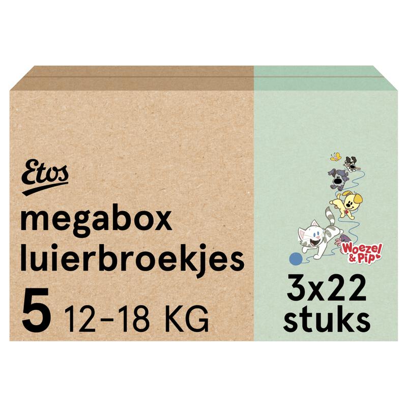 Etos Woezel & Pip Luierbroekjes Junior Maat 5 12-18 kg Megabox 66 stuks