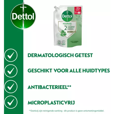 Dettol Hydrate Aloë Vera & Bamboe Antibacteriële Handzeep Navulzak 500 ML
