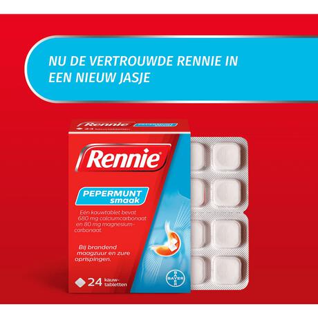 Rennie Pepermunt Kauwtabletten Bij Brandend Maagzuur 24 stuks