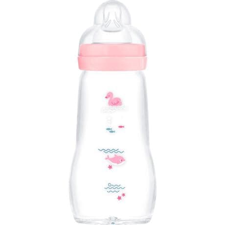 MAM Baby Feel Good Glass Bottle Babyfles Pink 260 ML