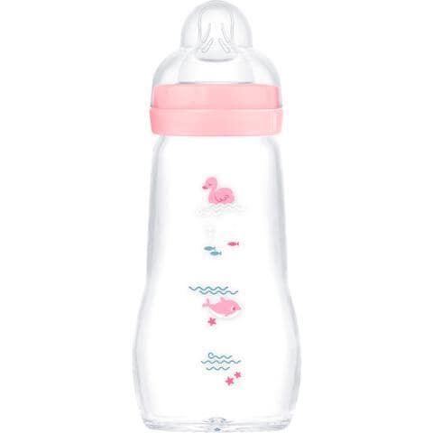 MAM Baby Feel Good Glass Bottle Babyfles Pink 260 ML