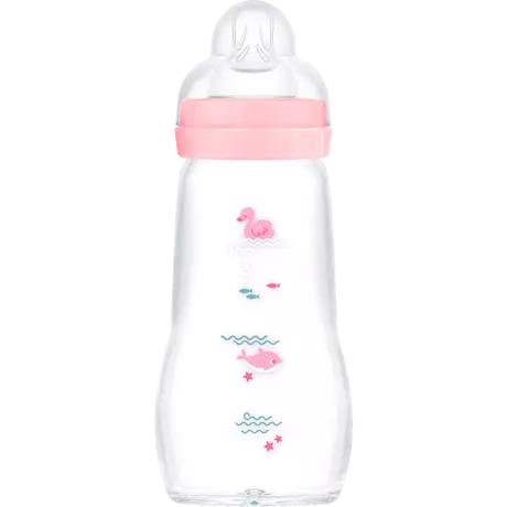 MAM Feel Good Glazen Babyfles Roze 260 ML