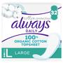 Always Dailies Cotton Protection Inlegkruisjes Groot 32 Stuks