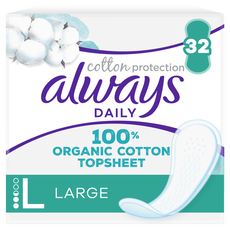 Always Dailies Cotton Protection Inlegkruisjes Groot 32 Stuks