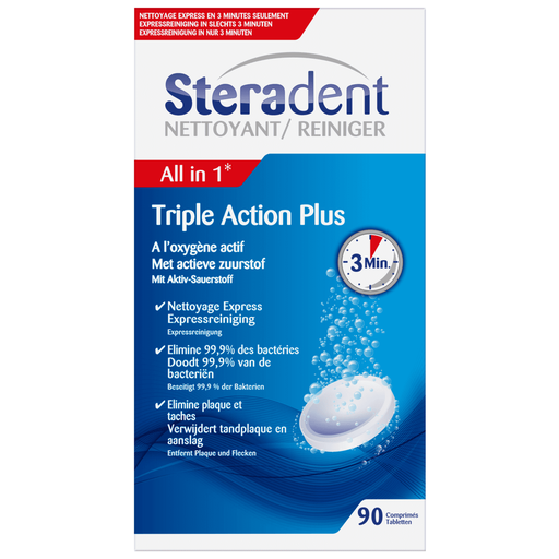 Steradent Triple Action Plus Bruistabletten 90 stuks