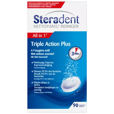 Steradent Triple Action Plus Bruistabletten 90 stuks