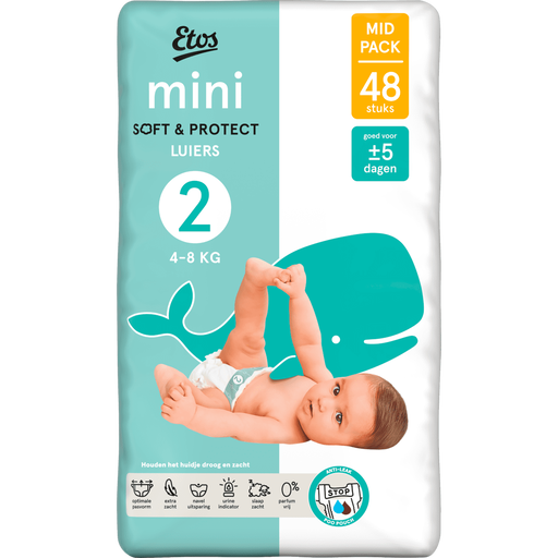 Etos Luiers Mini Maat 2 4-8 kg Mid Pack 48 stuks