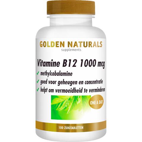 Golden Naturals Vegan Vitamine B12 1000 mcg Zuigtablet 100 stuks