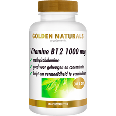 Golden Naturals Vegan Vitamine B12 1000 mcg Zuigtablet 100 stuks