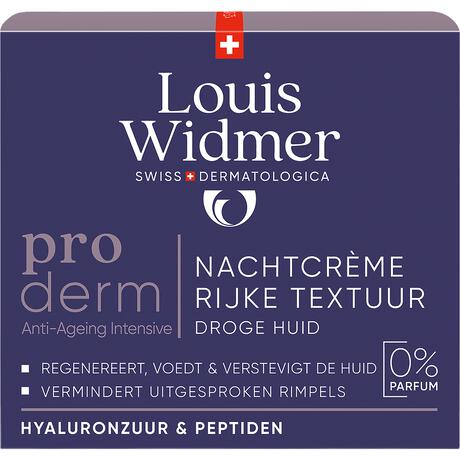 Louis Widmer Proderm Nachtcrème Rijke Textuur Zonder Parfum 50 ML