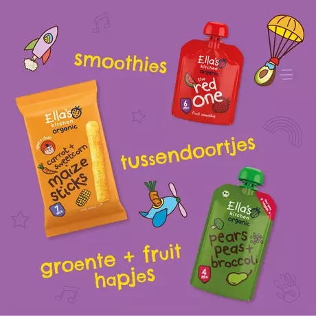 Ella's Kitchen Bio Maïs Puffs Aardbei Banaan 6+ Maanden 20 gram