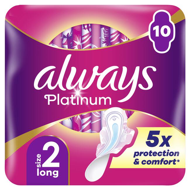 Always Platinum Maandverband Met Vleugels Long 10 Stuks