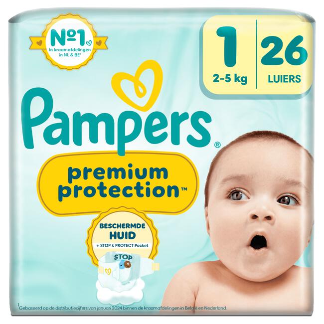 Pampers Premium Protection Luiers Maat 1 2-5 KG 26 stuks