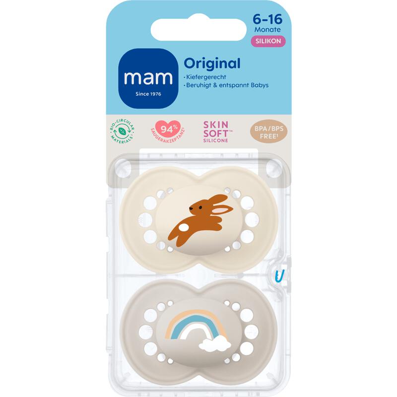 MAM Original Fopspeen 6-16 Maanden Beige 2 stuks
