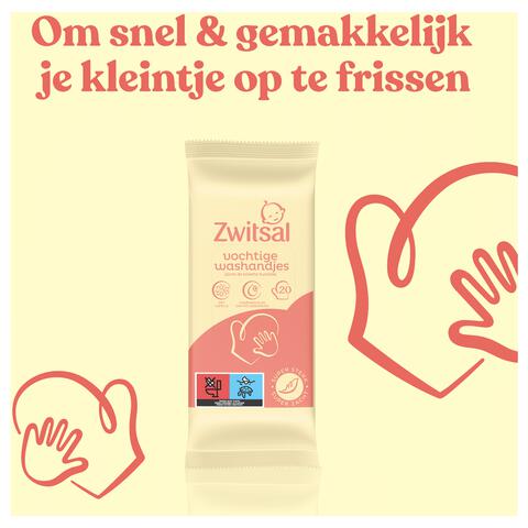 Zwitsal Goedemorgen Vochtige Snoetenpoetsers Washandjes 20 Stuks