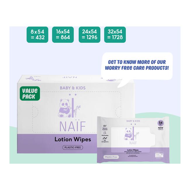 Naïf Plasticvrije Lotion Billendoekjes 24x54 stuks
