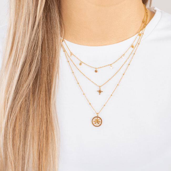 BiSjU Jewellery Ketting Platte Schakel Gold Plated Stainless Steel