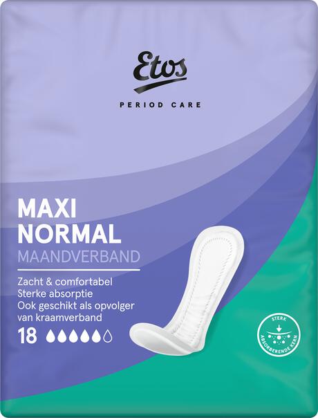 Etos Maxi Normal Maandverband 18 stuks