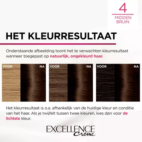 L'Oréal Paris Excellence Crème Verzorgende Kleuring 4 Middenbruin