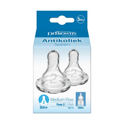 Dr. Brown’s Flesspeen 3+ Maanden Fase 2 Smalle Halsfles 2 stuks